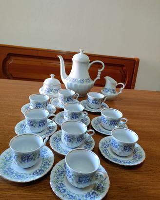 Servizio da caffè porcellana 10 tazze fiori blu