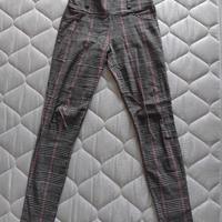 pantaloni a quadretti neri, bianchi e rosa S