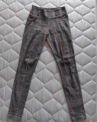 pantaloni a quadretti neri, bianchi e rosa S