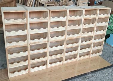 cantina porta vino modulare in legno naturale 