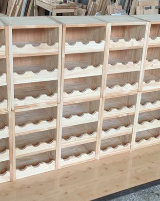 cantina porta vino modulare in legno naturale 