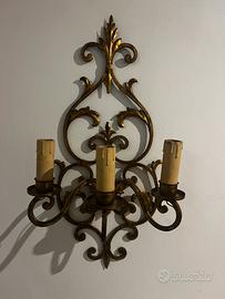 Applique vintage in ferro battuto da parete