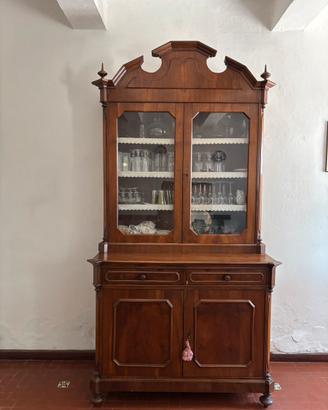 Credenza vetrina antica in noce – fine ’800