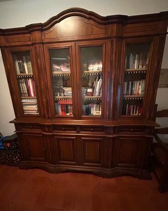Libreria con vetrina in legno massello stile class