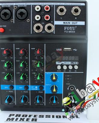 Consolle mixer audio professionale 4 canali usb ka
