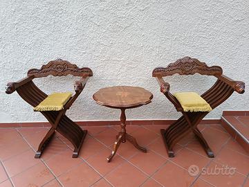 2 Sedie Savonarola e Tavolino (consegna inclusa)