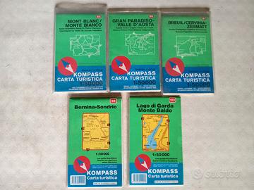 Kompass 5 carte topografiche scala 1:50000 nuove