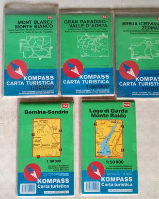 Kompass 5 carte topografiche scala 1:50000 nuove
