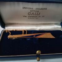 ferma cravatte argento 925 dorato e laccato in cus