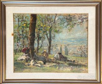 Sergio Cirno Bissi pittore quadro olio Picnic con