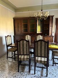 Set tavolo, sedie e credenza vintage anni ‘70