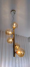 Lampadario a sospensione 5 sfere colore oro