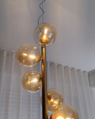 Lampadario a sospensione 5 sfere colore oro