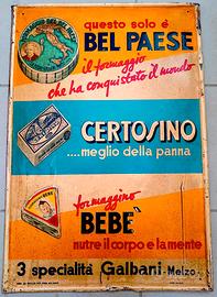 GALBANI insegna tabella targa rilievo original '49