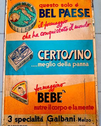 GALBANI insegna tabella targa rilievo original '49