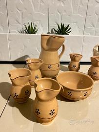 Set 6 Brocche + Ciotola Ceramica Artigianale