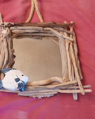 SPECCHIO CON LEGNI DI MARE 