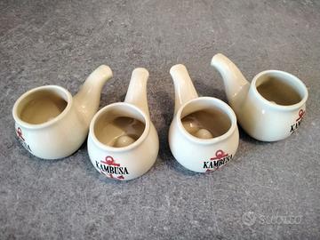 4 tazzine a pipa anni 60 amaro Kambusa Bonomelli