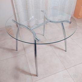 Tavolo rotondo vintage cristallo tipo Calligaris