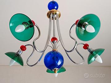 lampadario in vetro colorato 