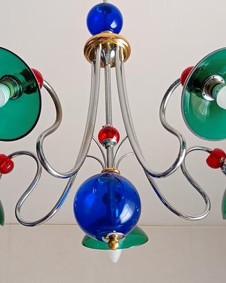 lampadario in vetro colorato 