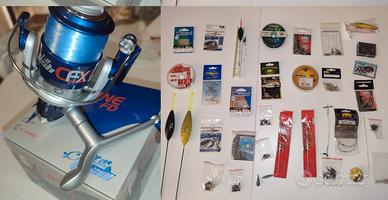 lotto pesca con mulinello e accessori nuovi 