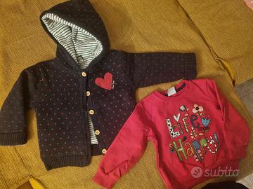 Felpa con cappuccio +felpa girocollo bimba