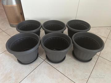 Set 6 vasi per piante 22cm con sottovasi