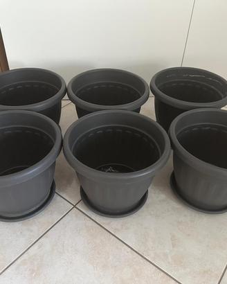 Set 6 vasi per piante 22cm con sottovasi