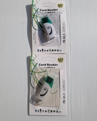 2x Lettore Schede di Memoria USB 2.0 All in One 