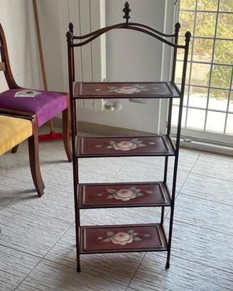 🌹Scaffaletto metallico decorato con rose dipinte