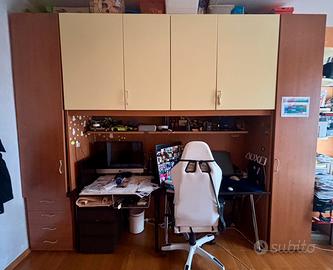 Armadio a ponte con letto singolo