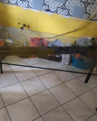 tavolo vetro con supporto in ferro 90x180