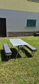 Tavolo + 2 panche da campeggio Brunner