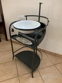Toilette, lavabo in ferro, vintage