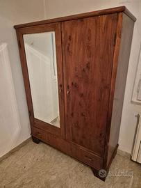 Armadio vintage anni '50/'60 in legno con specchio
