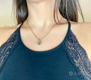 Collana + charm  cristallo placc. oro 18K  UNOde50