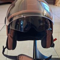Coppia Caschi Jet Nero Opaco e Finta Pelle.