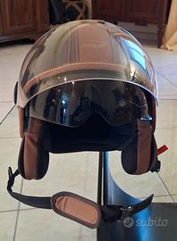 Coppia Caschi Jet Nero Opaco e Finta Pelle.