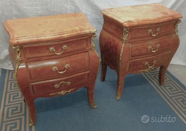 Coppia comodini Luigi XV con piano in Marmo