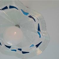 Lampadario vetro graniglia e blu