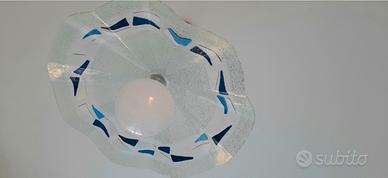 Lampadario vetro graniglia e blu