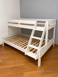 Letto a castello in legno bianco 90×200 / 140×200