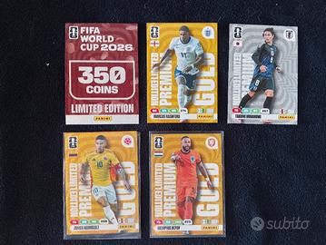Lotto 5 carte Panini FWC26-Limited Edition e Gold