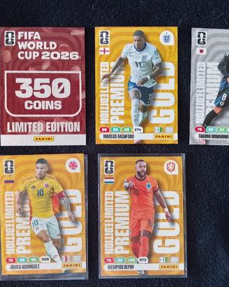 Lotto 5 carte Panini FWC26-Limited Edition e Gold