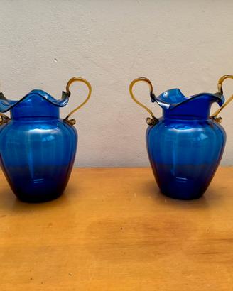 Coppia vasi vetro di Murano, blu cobalto