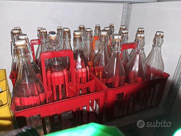 bottiglie vetro con tappo pz 18 con 3 cestelli