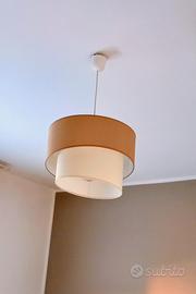 Lampadario Moderno Sbieco bianco sporco e oro