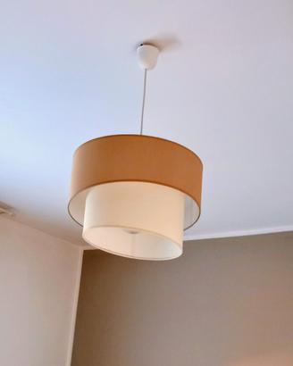 Lampadario Moderno Sbieco bianco sporco e oro