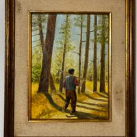 Boscaiolo olio su tela 35,5x30cm - 1970